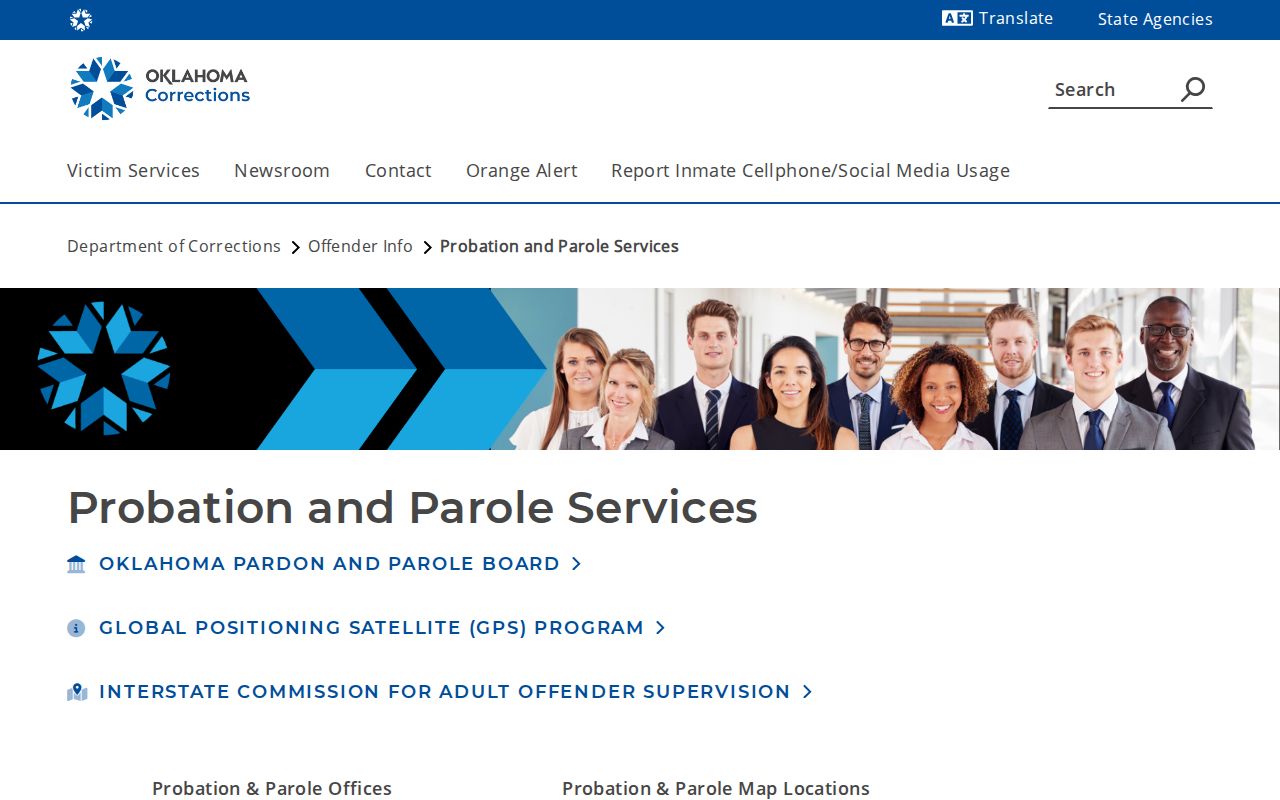 ODOC directory showing the Norman Probation and Parole office