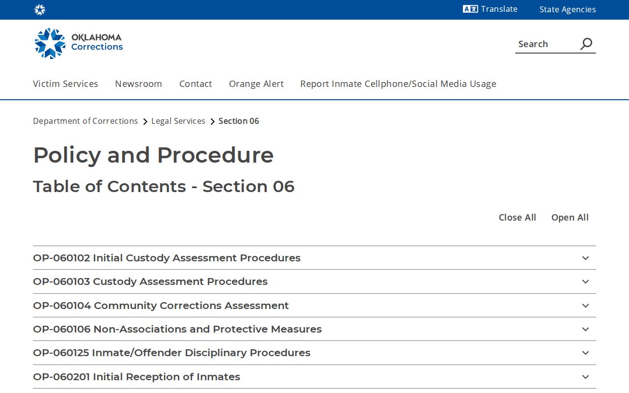 ODOC Section 06 forms entries for Projected Release Date and Certificate of Release