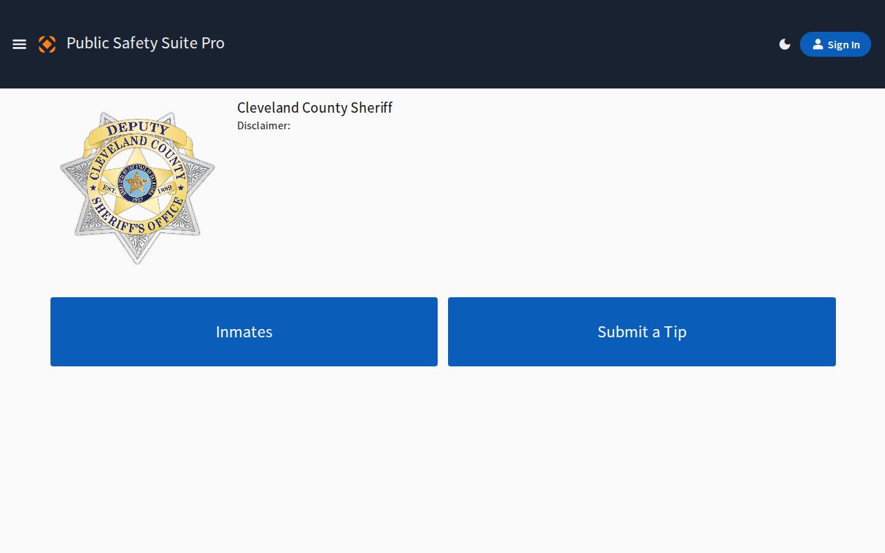 Cleveland County current custody roster without a released inmate archive